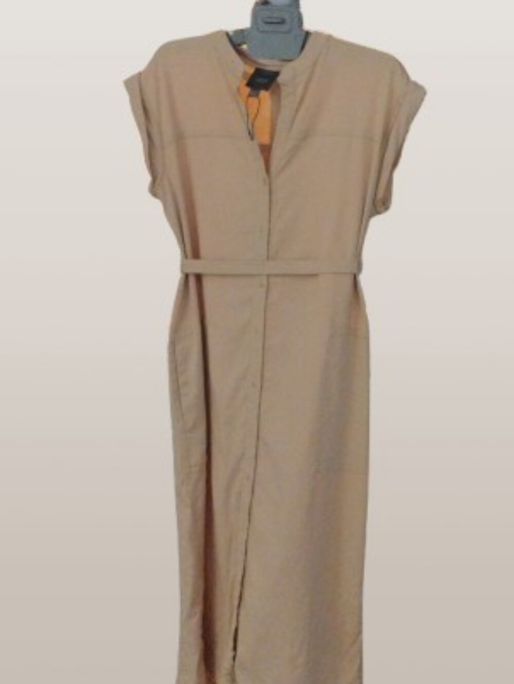 NWOT Lysse Oatmeal Khaki Button Front Maxi Dress Size Large